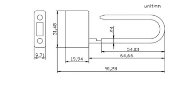 DX705PD.png Long Hook Metal Padlock Seal DX705P