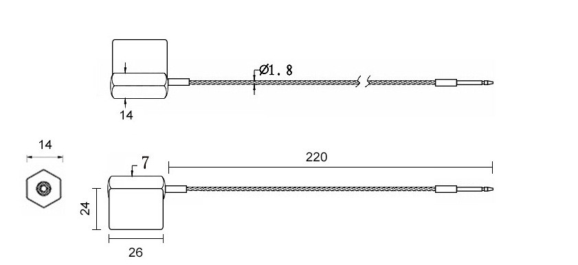 DX220C.jpg Hexagonal Steel Wire Cable Seal with A Flap DX220C