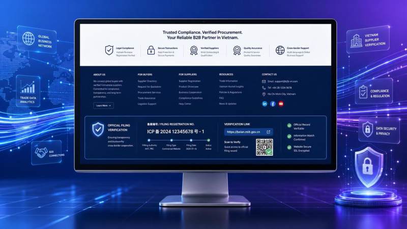 越南要求B2B独立站首页公示越南语备案号