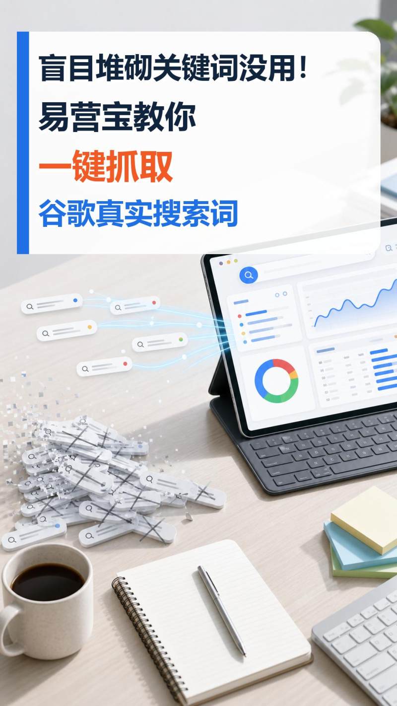 盲目堆砌关键词没用！易营宝教你一键抓取谷歌真实搜索词