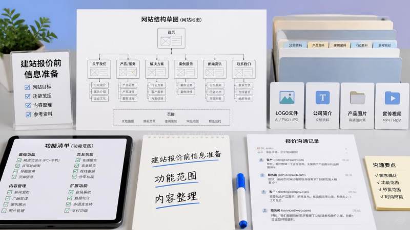 申请免费网站设计报价前，企业应先准备哪些信息避免反复沟通