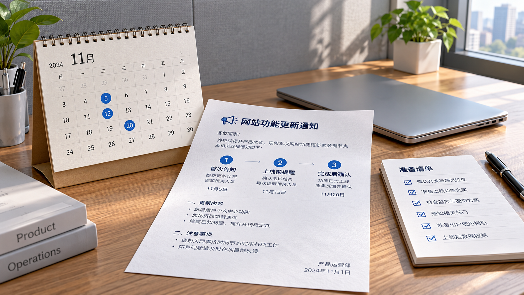 网站功能更新通知应提前多久发送？