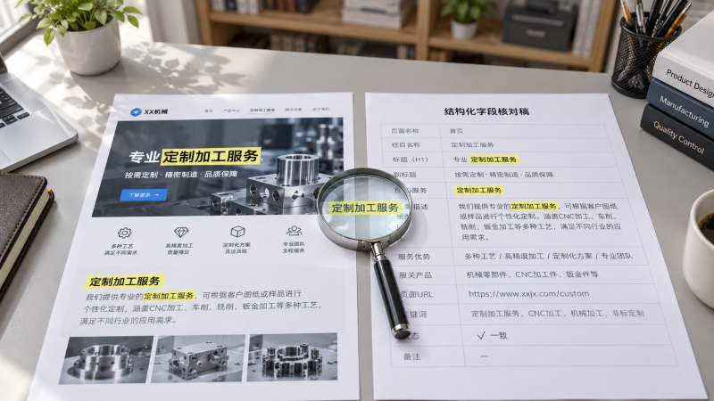 如何检查Schema标记与页面可见内容是否一致？