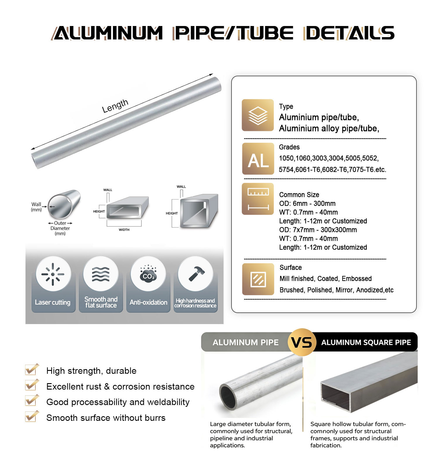 1 6061 T6 Aluminum Pipe