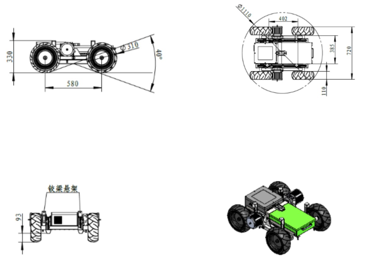 WK-20 Four-Wheel Drive Differential Steering Robot Chassis