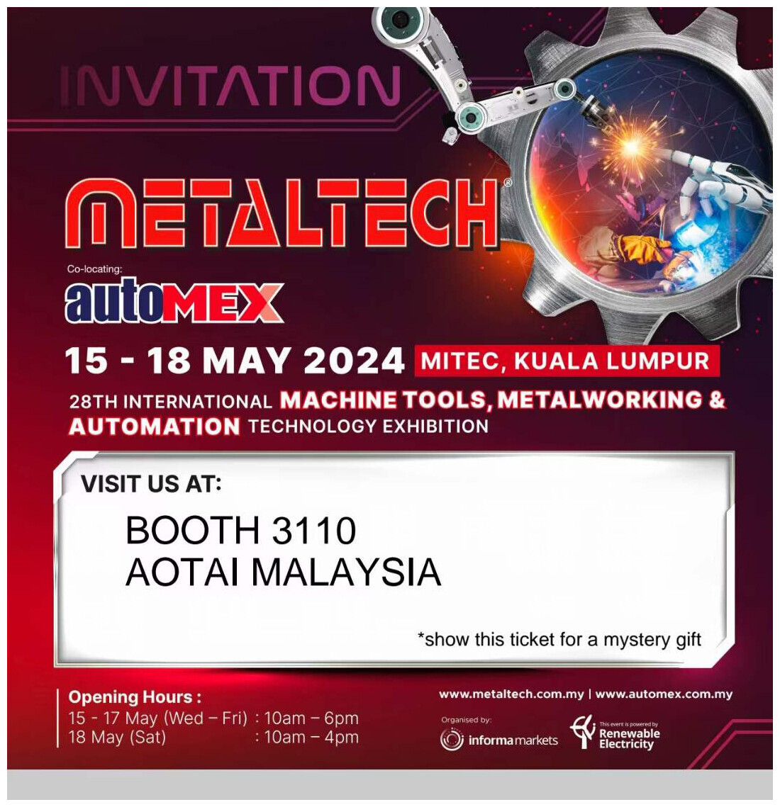 Aotai a participé à METALTECH &amp; AUTOMEX 2024
