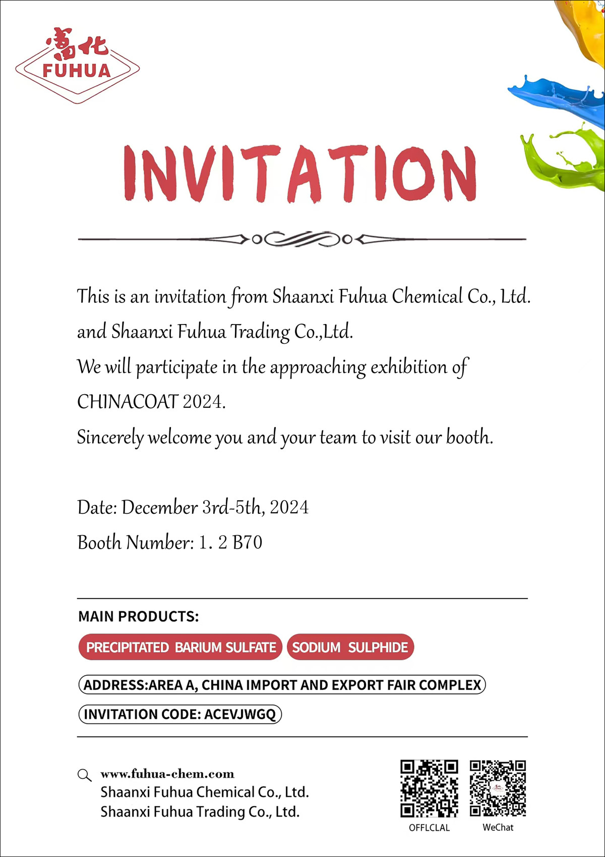 邀请函.jpg Fuhua invites you to meet at the CHINACOAT 2024