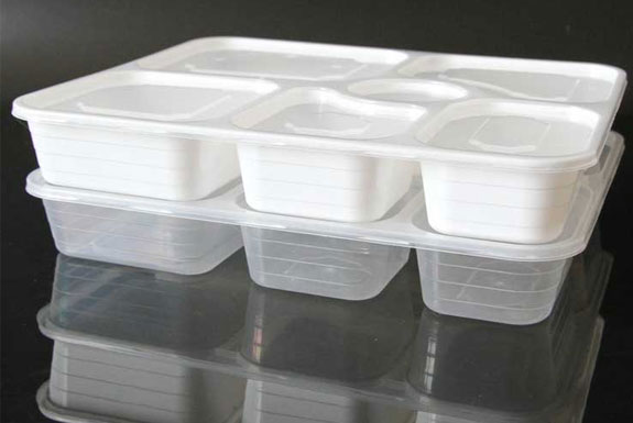 Disposable fast food packaging box six-compartment lunch box with lid