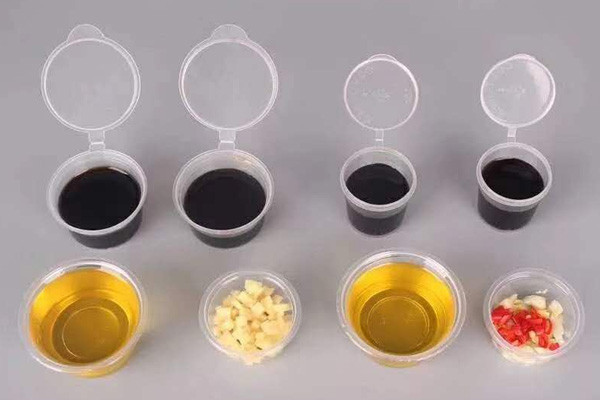 Disposable fast food packaging box with lid round box plastic pp sauce