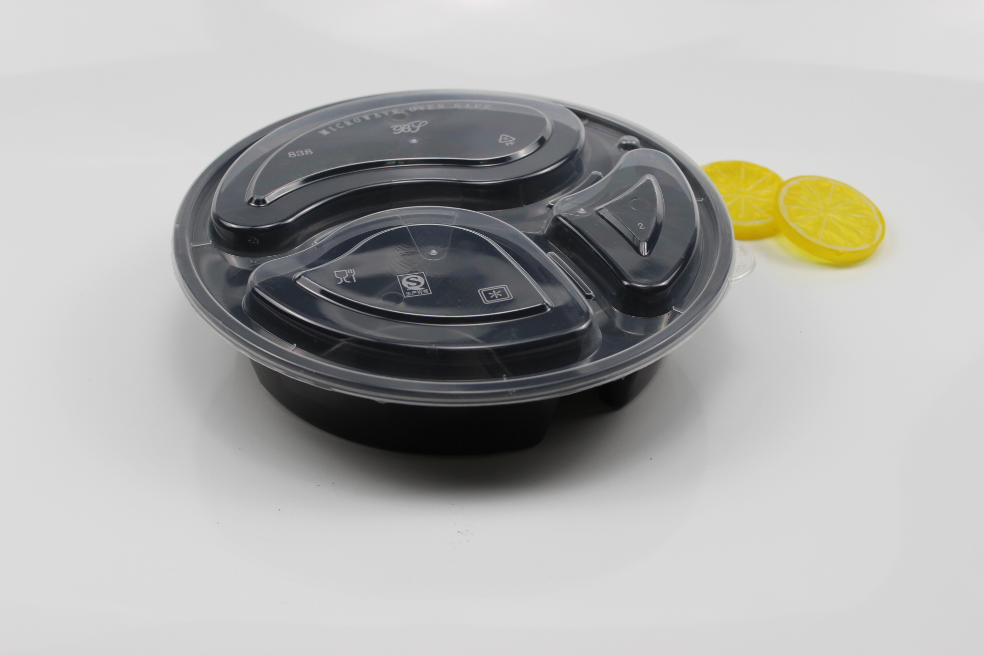 Disposable American round three-compartment 1000ml lunch box