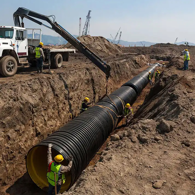 Push-fit connection PE100 SN8 200mm HDPE plastic drainage pipe