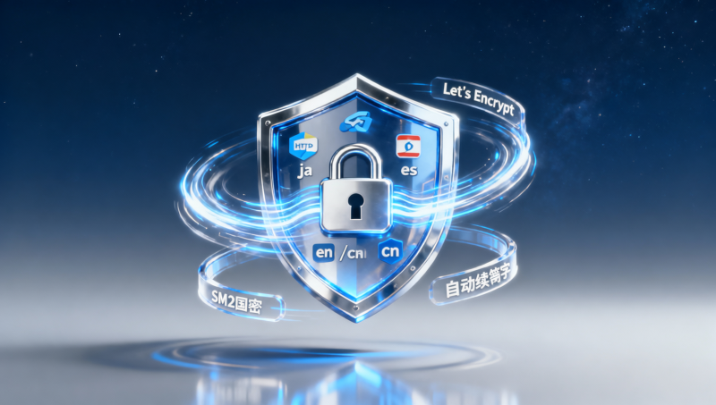 易营宝多语言独立站搭建费用是否含SSL证书与HTTPS强制跳转？Let’s Encrypt自动续签与国密SM2证书支持说明