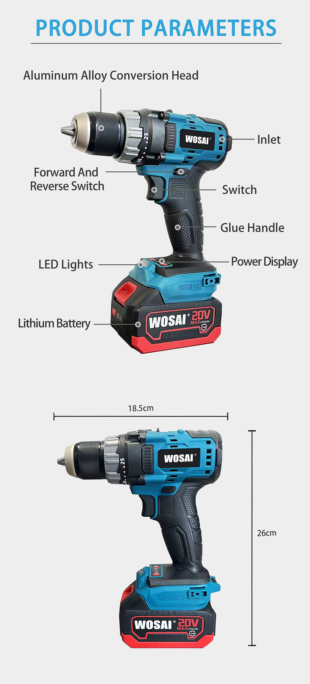 20v Cordless Brushless 13mm drill(MT)