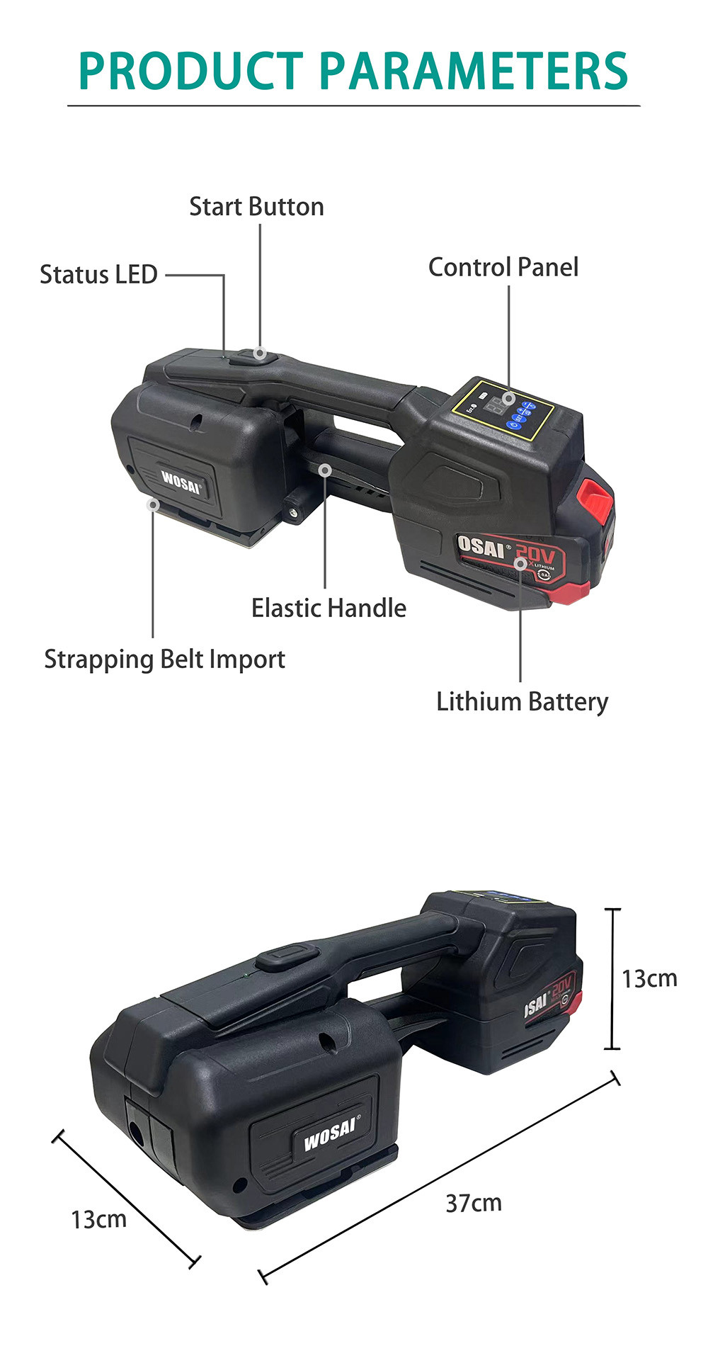 20V Brushless One-touch electric plastic steel strapping machine
