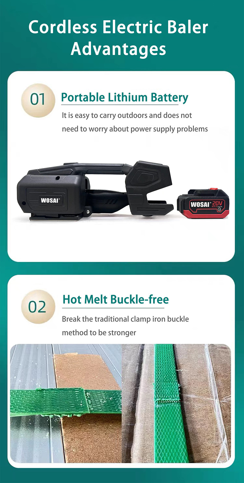 20V Brushless One-touch electric plastic steel strapping machine