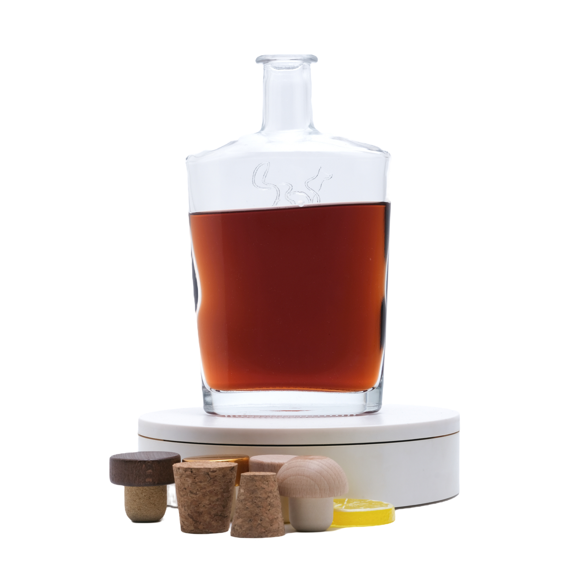 Clear Transparent 500ml 700ml 750ml Whiskey Bottle Polygon Shape Liquor Alcoholic Glass Drink Bottle With Teeth Top