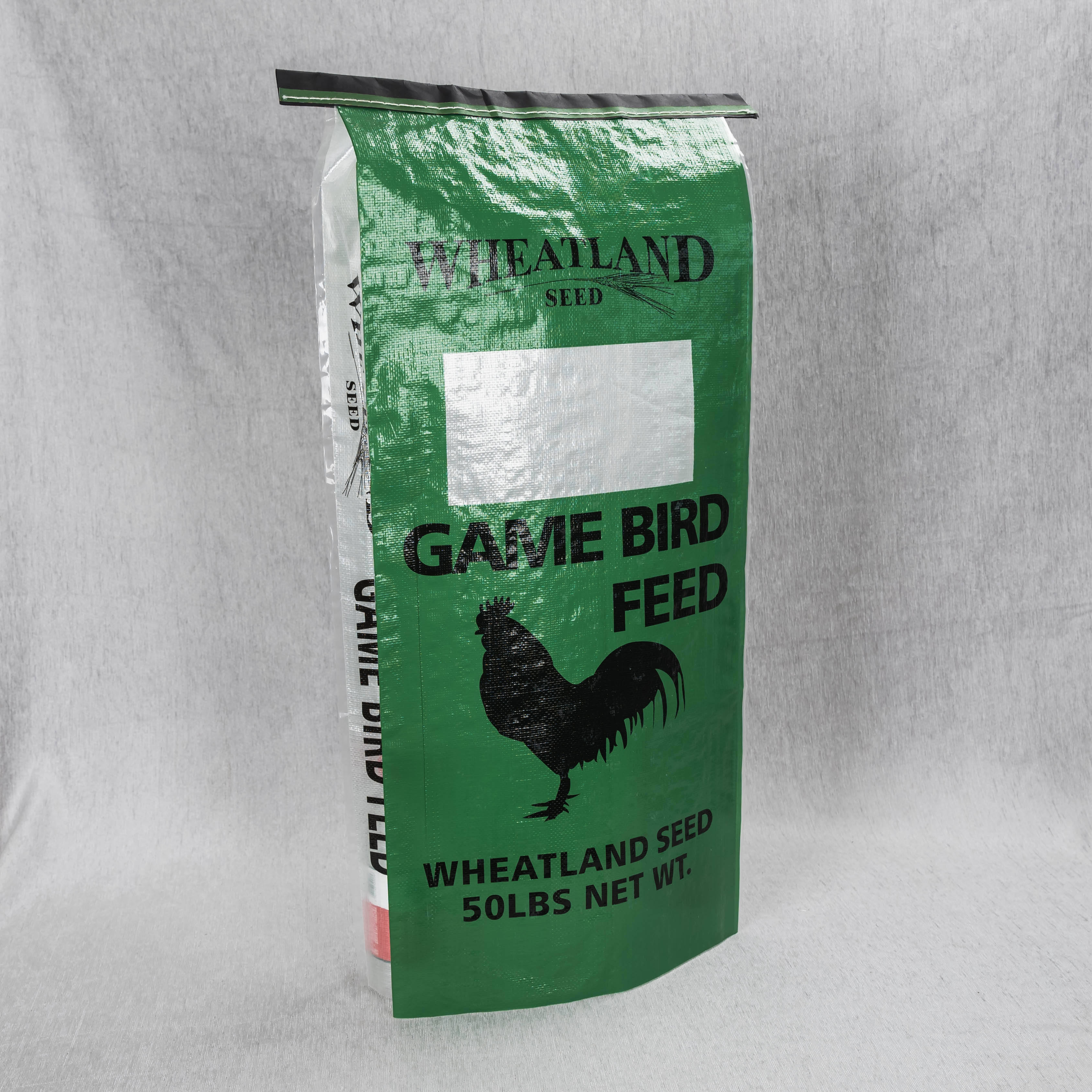Bolsa de alimentación tejida laminada Bopp, saco de embalaje de semillas para nutrición de aves de corral