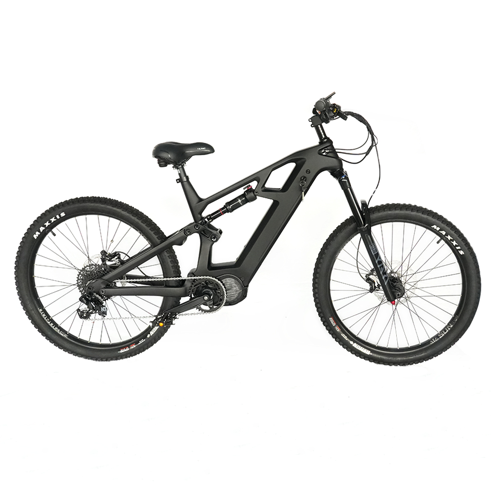 Carbon Fiber Frame Full Suspension Ebike Bafang M620 Mid Drive Electric Mountain Bike
