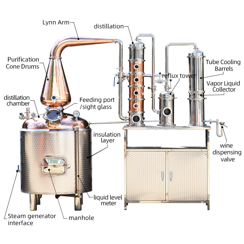 500L copper still rum distiller