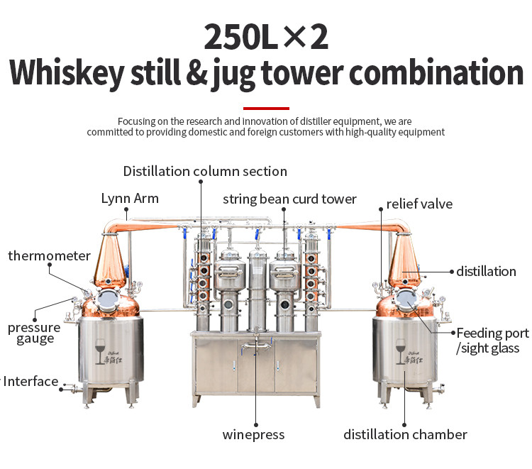 250Lx2 whiskey pots towers distiller