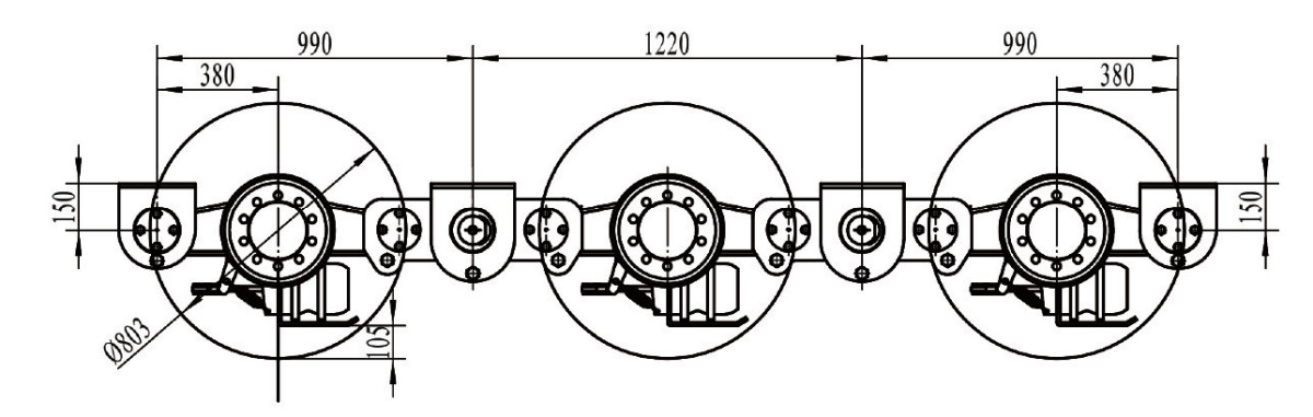 Cantilever à six essieux