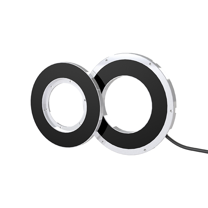 SEF128 The outer diameter is 128mm, the through hole diameter is 58.75mm, and the thickness is 17mm . Accuracy ±5″, ±3″ optional.
Repeatability ±1.5″.
Absolute and incremental angle encoders.
With LED indicator light to assist the installation function, the installation is convenient.