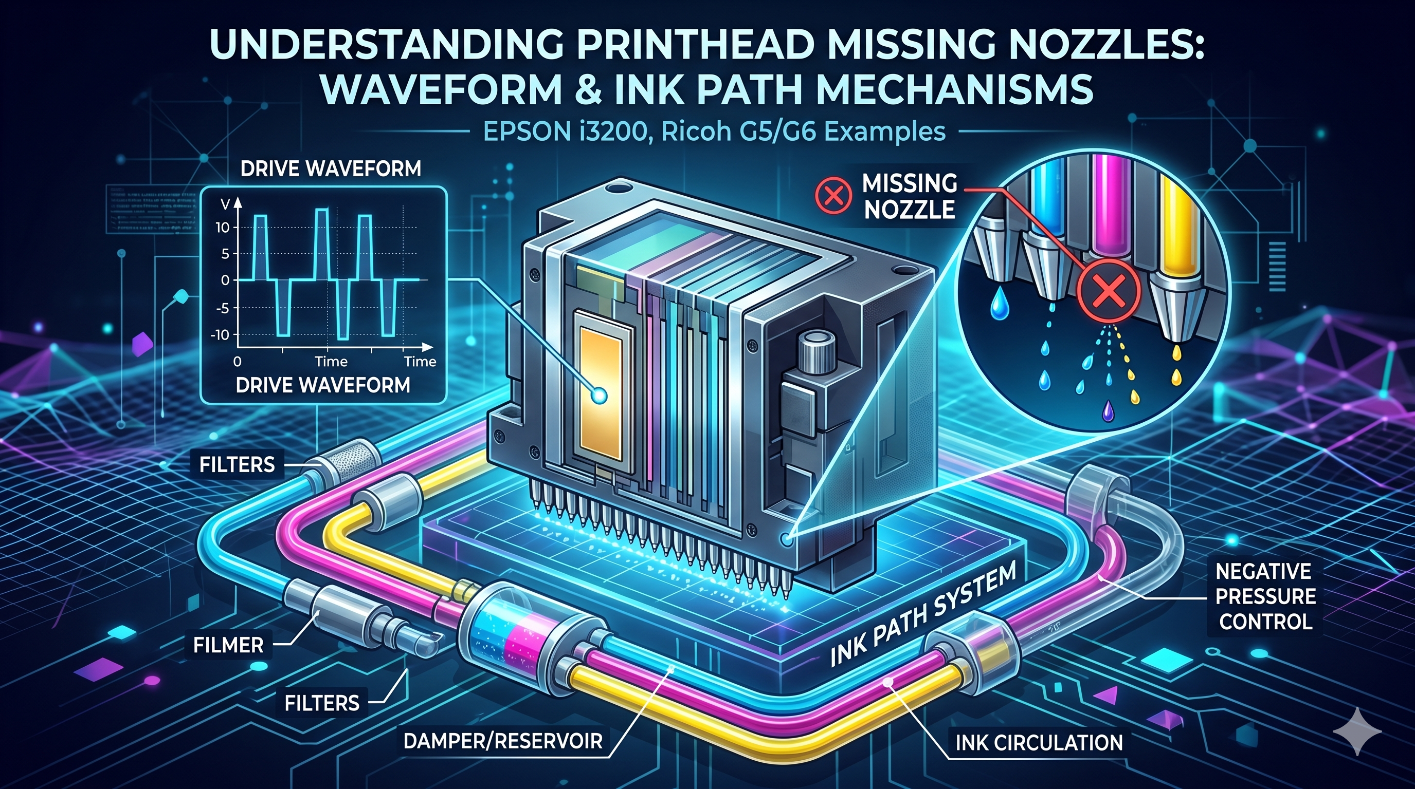 The Internal Correlation and Influence Mechanism Between Printhead Missing Nozzles, Waveform, and Ink Path The Internal Correlation and Influence Mechanism Between Printhead Missing Nozzles, Waveform, and Ink Path