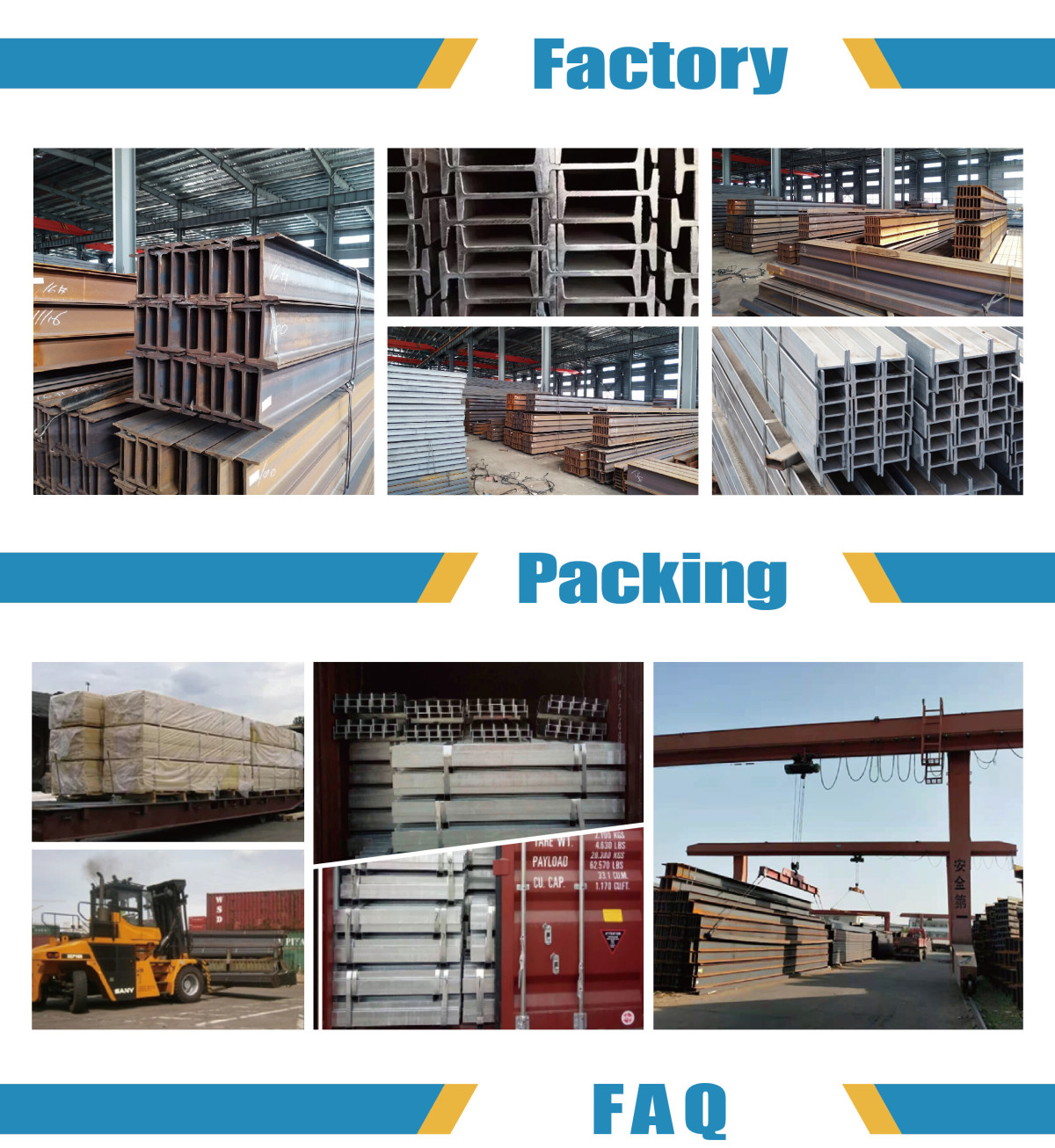Shandong Manufacture H Steel Beam Profile Q235b Hot Rolled Carbon Steel H Shape Beam