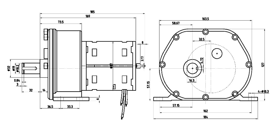 Yifan Motor Single Phase Capacitor Gear Motor 115V 40W, YYCJ-8504, For Circuit Breaker and Switchgear