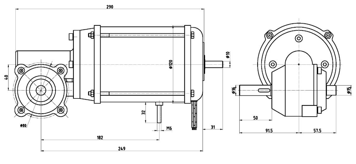 Yifan Motor Three Phase Asynchronous Gear Motor 380V 1200W, YSOJ-120, For Circuit Breaker and Switchgear