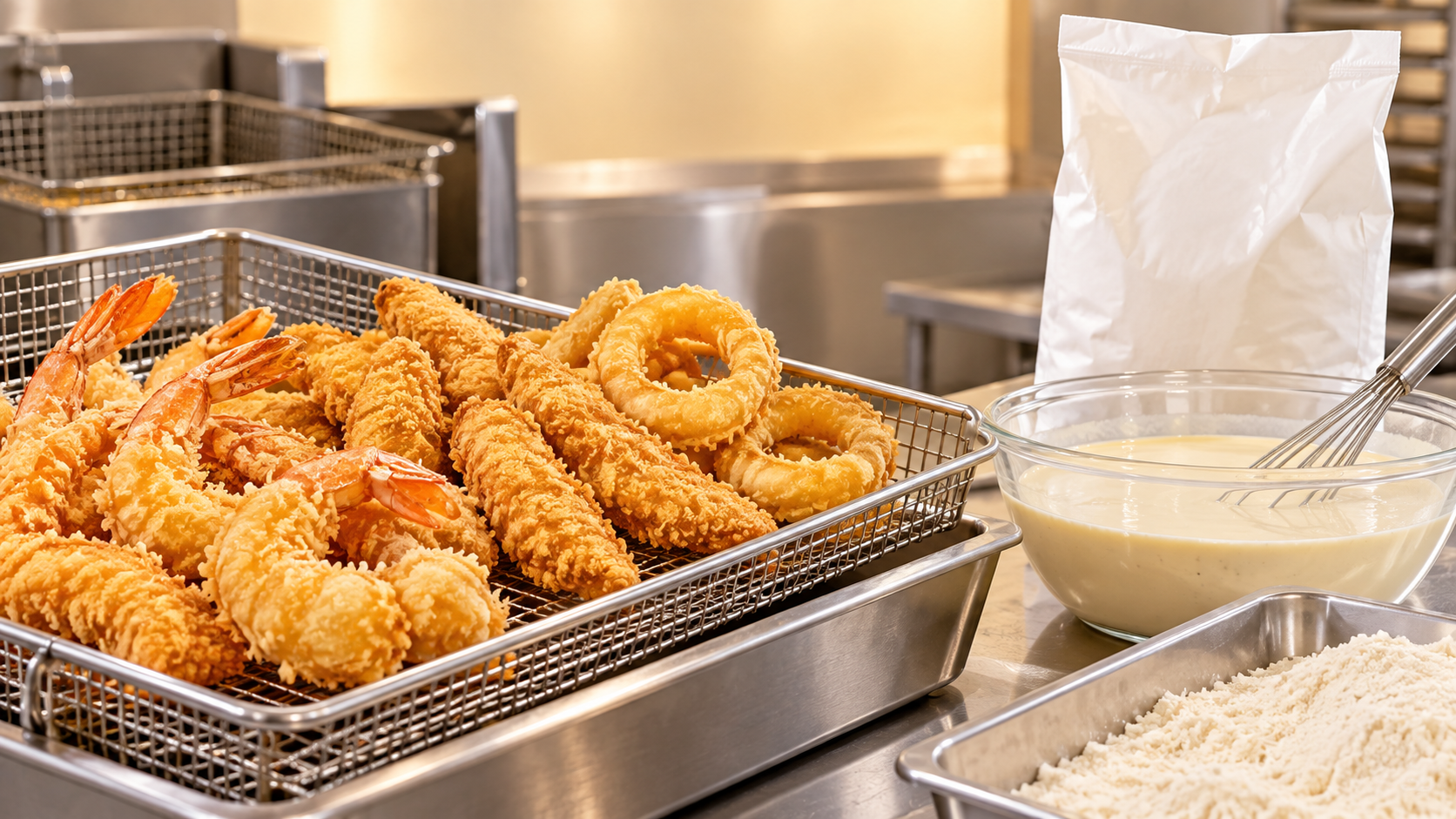 Which batter powder gives fried foods a lighter and even coating