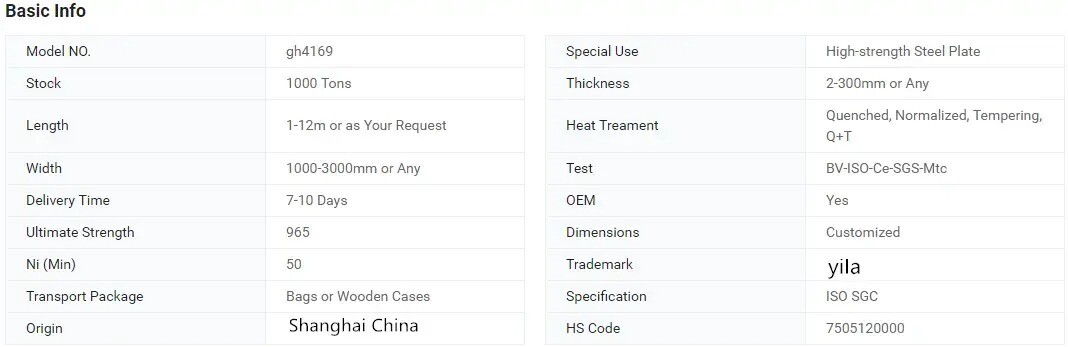 Gh4169 Alloy Steel Sheet