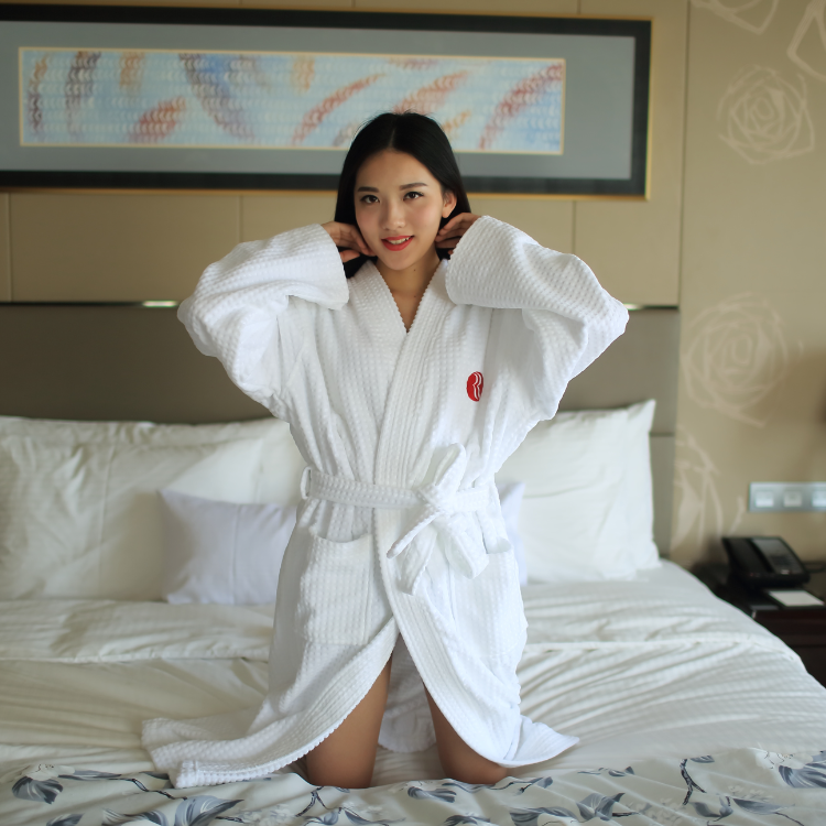 spa bathrobe with logo women's towel wrap embroidered bathrobe luxury hotel Spa bathrobe waffle material XL spa bathrobe with logo women's towel wrap embroidered bathrobe luxury hotel Spa bathrobe waffle material XL