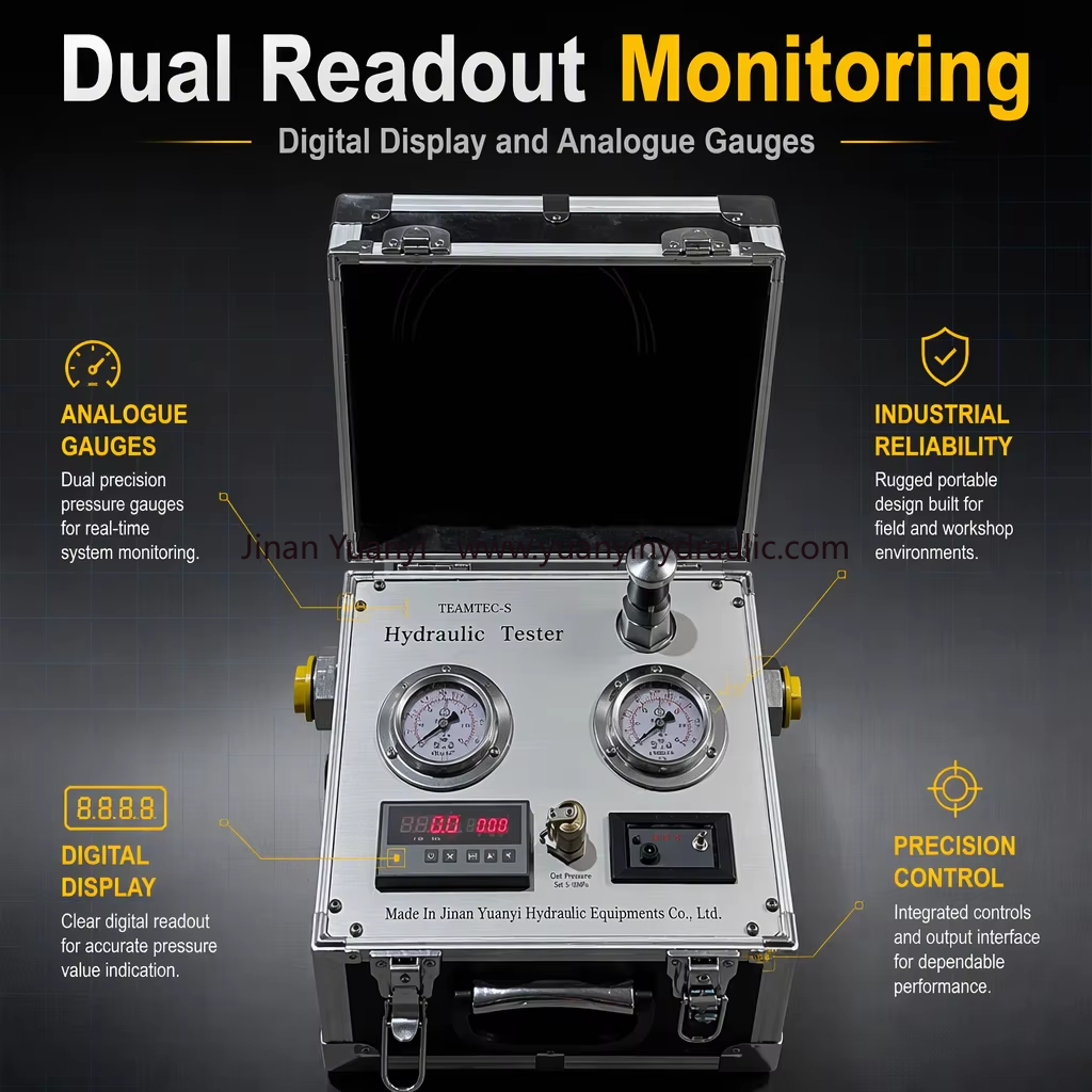 H9e22aa5e3ccc4538b39eb4a7e9b066d3K Portable Hydraulic Pump Valve Pressure Tester Digital Hydraulic Pump Oil Pressure Gauges Hydraulic Motor Flow Testing Equipment
