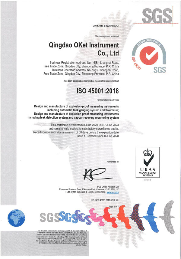 Certificado ISO18001 actualizado de OKet