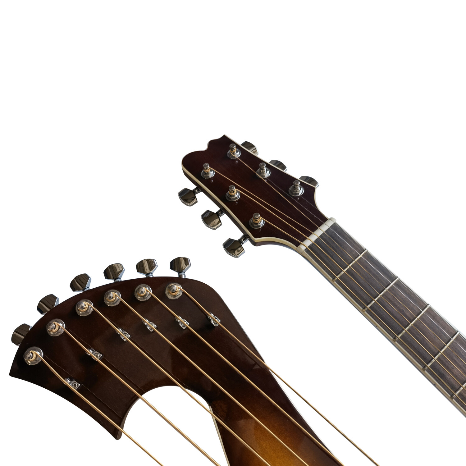 Acoustic Electric Sunburst Double Neck Harp Guitar