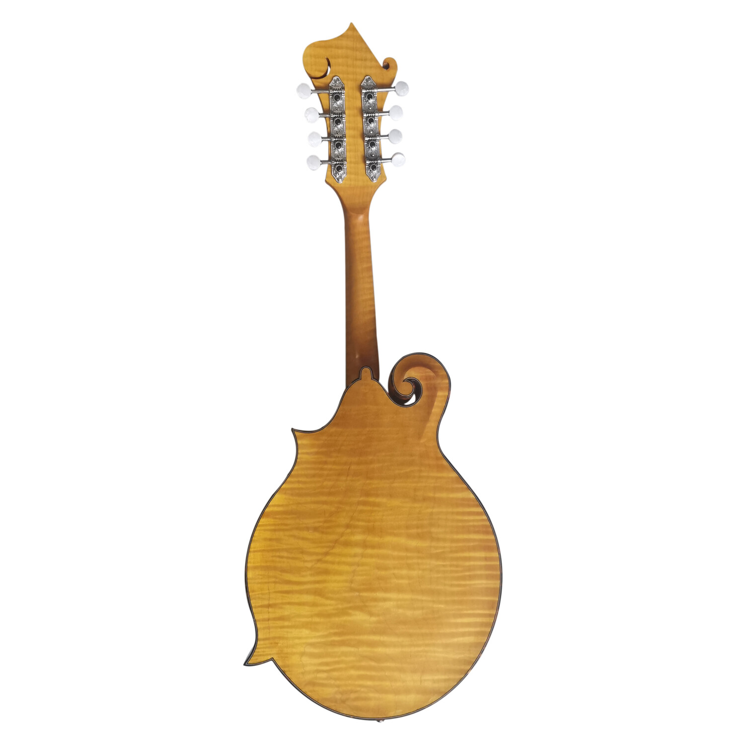 One piece flamed maple back all solid honey F mandolin