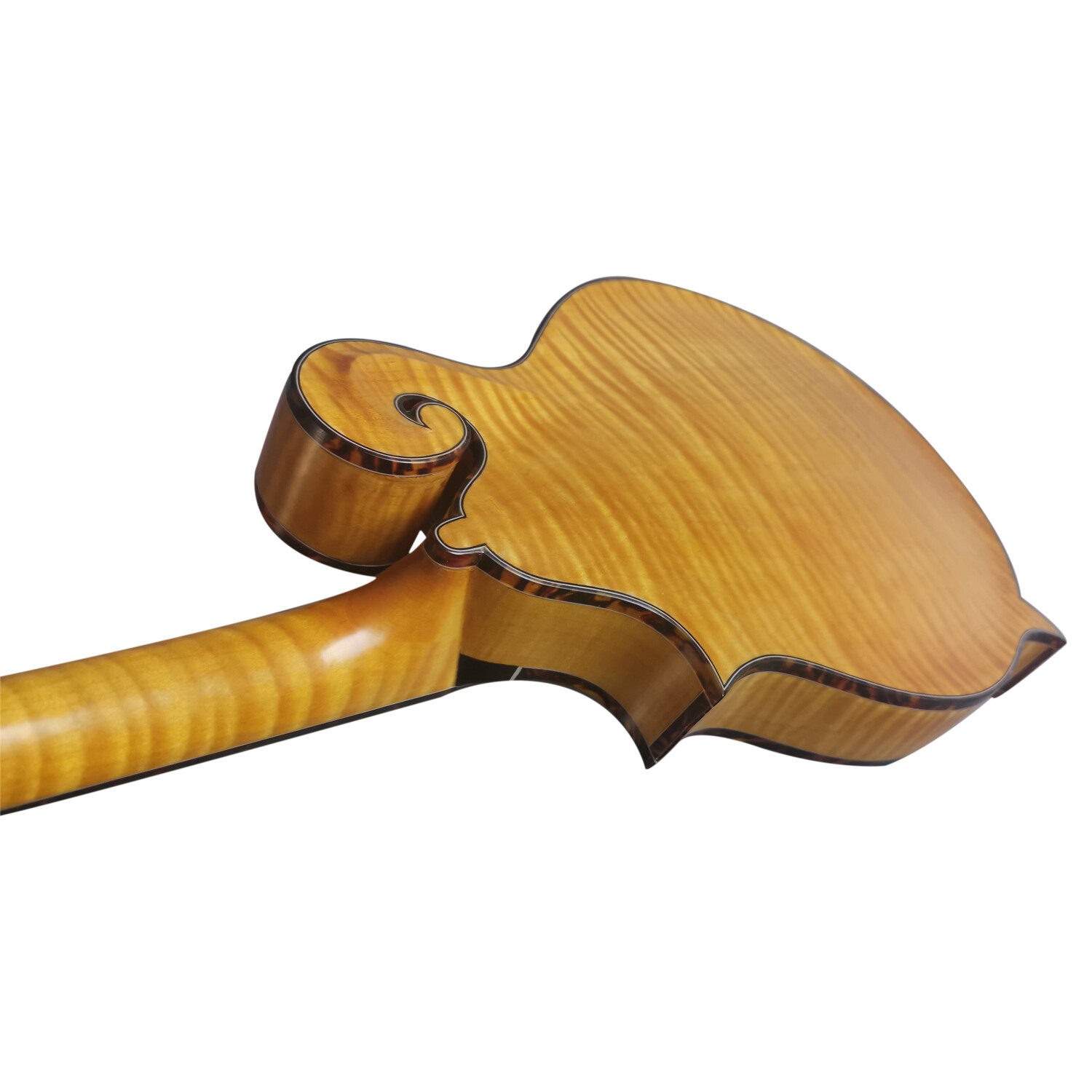 One piece flamed maple back all solid honey F mandolin