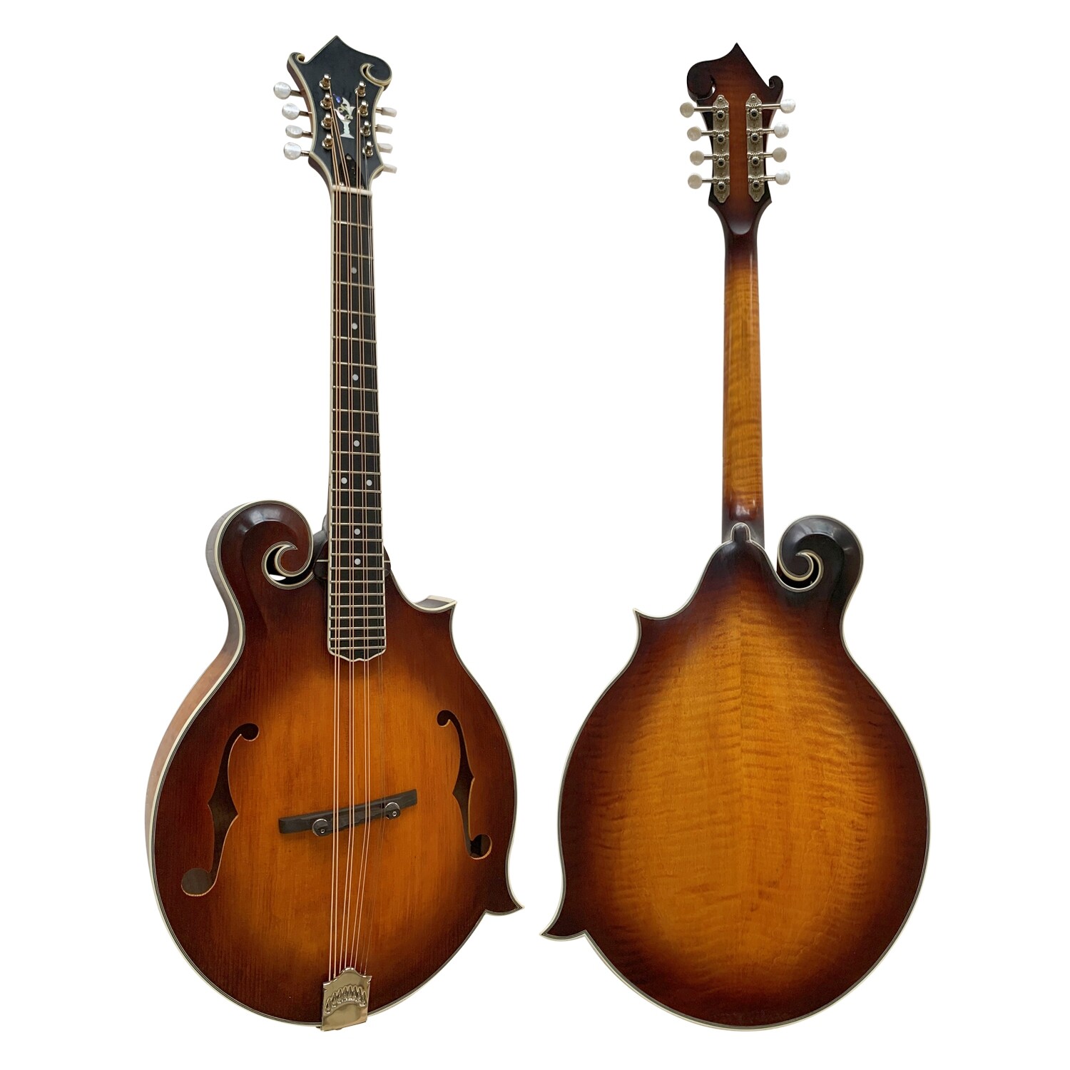 Sunburst Solid Wood Spruce Top Flamed Back Side Octave Mandolin