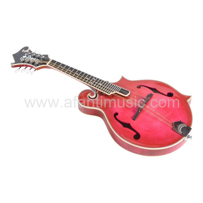Afanti Carved Spruce Top Wine Red Solid Flamed Maple F Mandolin