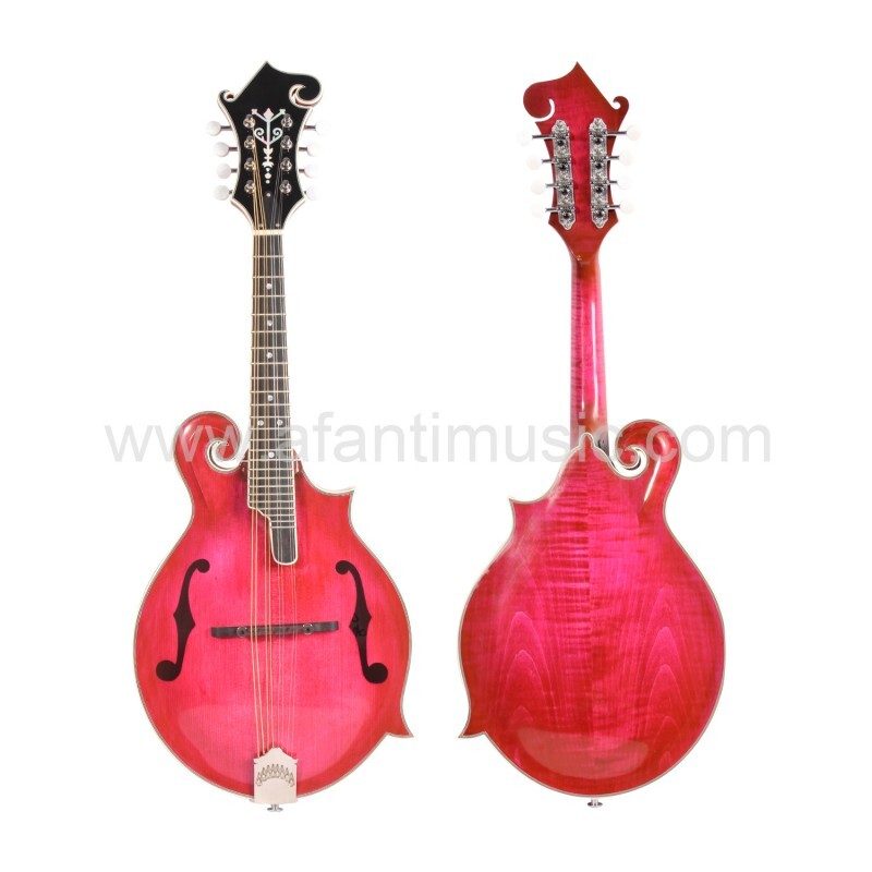 Afanti Carved Spruce Top Wine Red Solid Flamed Maple F Mandolin