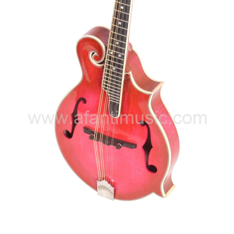Afanti Carved Spruce Top Wine Red Solid Flamed Maple F Mandolin