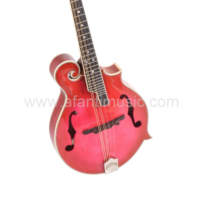 Afanti Carved Spruce Top Wine Red Solid Flamed Maple F Mandolin