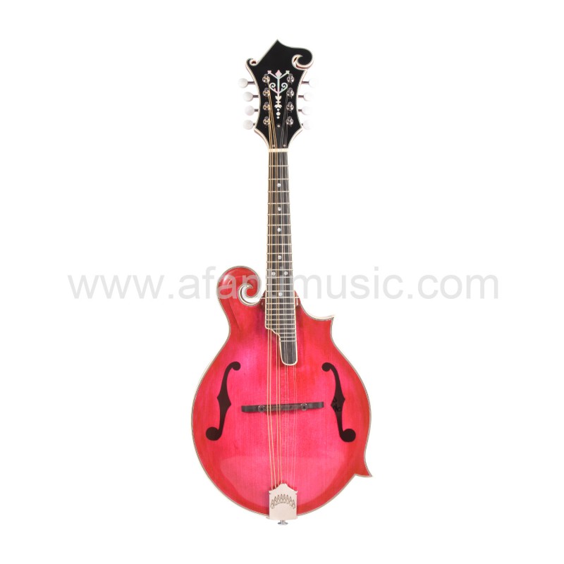 Afanti Carved Spruce Top Wine Red Solid Flamed Maple F Mandolin