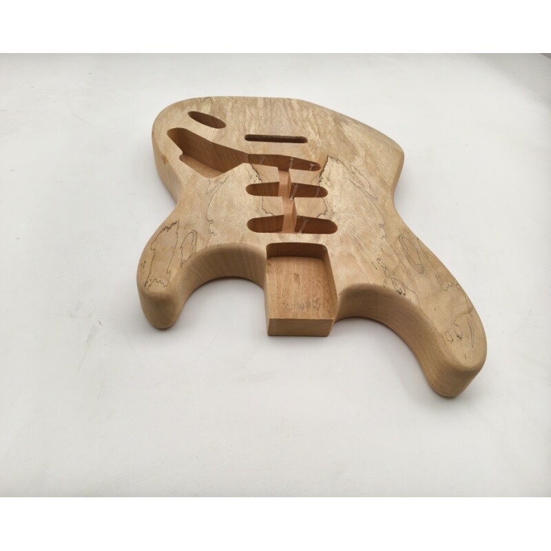 Afanti SSS Mahogany with Spalted Maple Veneer Unfinished St Guitar Body