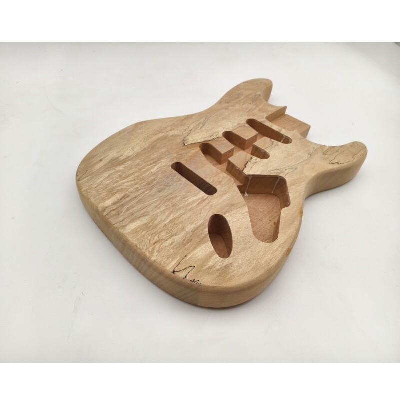 Afanti SSS Mahogany with Spalted Maple Veneer Unfinished St Guitar Body