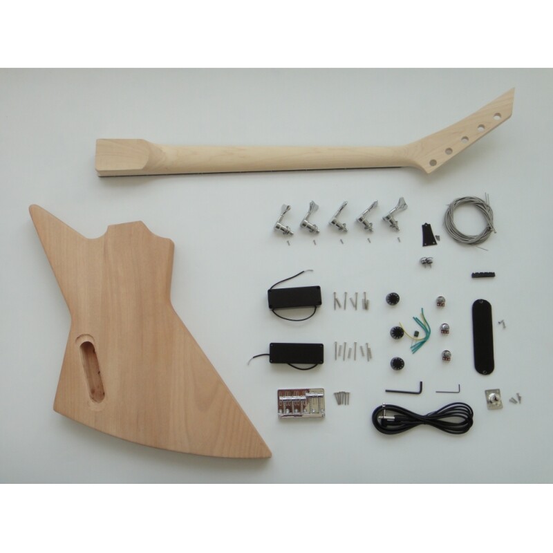 Afanti Unfinished Mahogany Body with Flamed Maple 5 String Electric Bass Guitar Kit