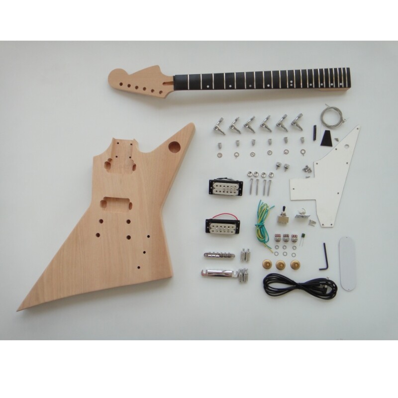 Afanti Unfinished Mahogany Body Ebony Fingerboard DIY Guitar Kit