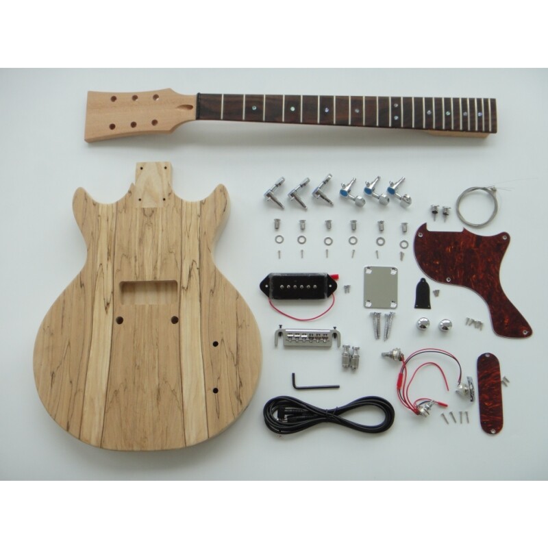 Afanti Customized P Junior Ash Body with Spalted Maple Veneer DIY Guitar Kit