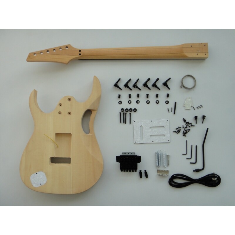Afanti Unfinished Basswood Body Rosewood Fingerboard Double Locking DIY Guitar Kit